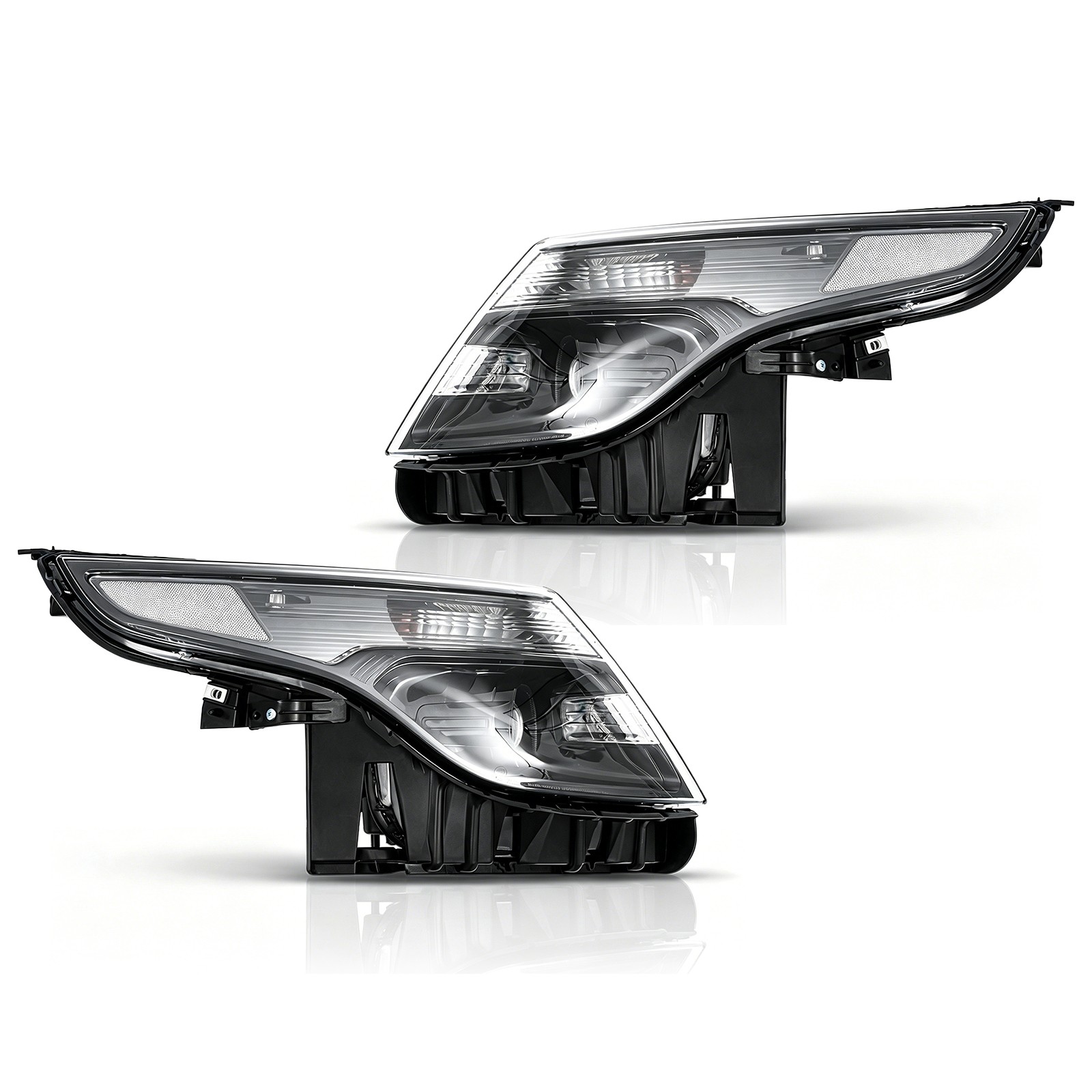 For 2011-2015 Ford Explorer Halogen Black Housing Projector Headlights Pair Set