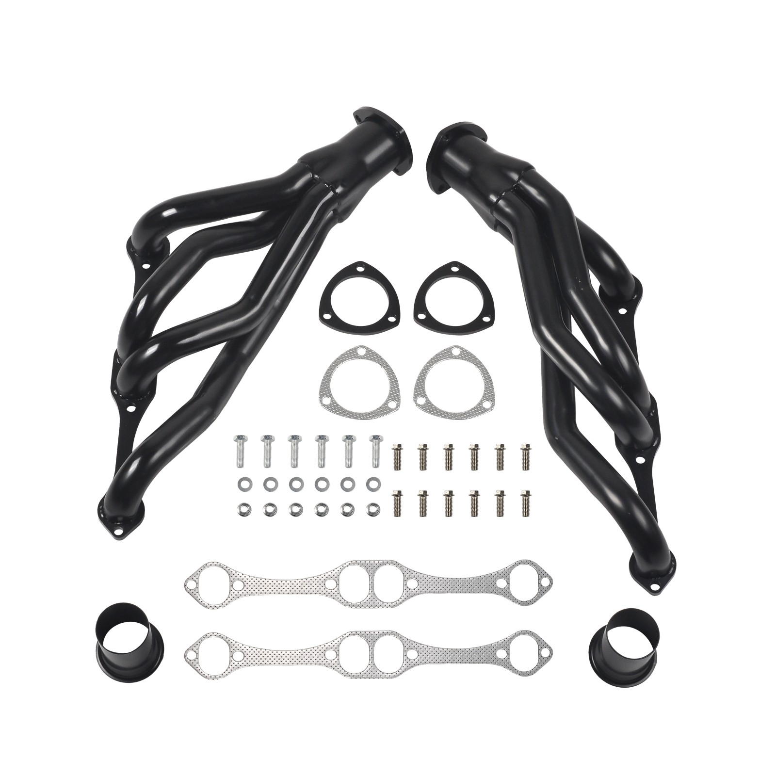 Black SS Exhaust Headers For Chevy Small Block SB V8 262 265 283 305 327 350 400