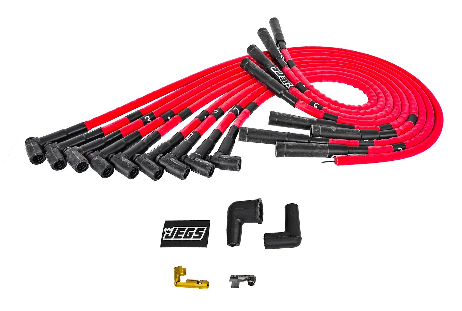 JEGS 8mm Hi-Temp Sleeved Spark Plug Wire Set for Big Block Chevy 396, 402, &