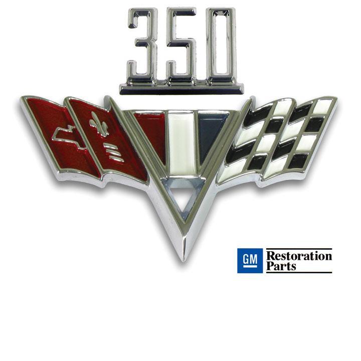 CHEVY 350 V-Flag Fender Emblem Set ** 65-67 Chevy . Includes Mounting Hardware