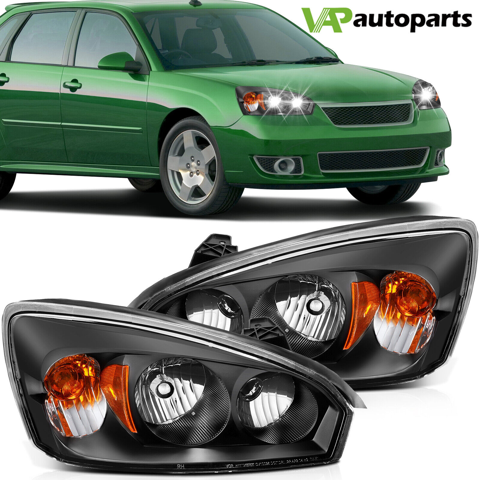 For 2004-2008 Chevy Malibu Replacement Headlights Assembly Pair Left+Right Lamp