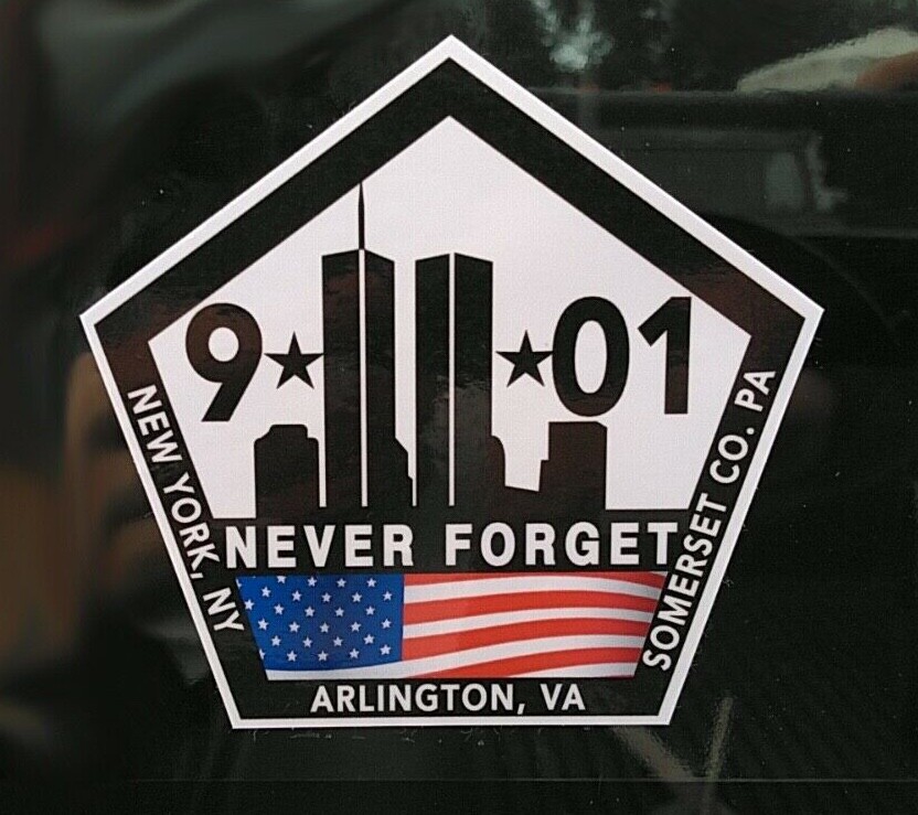 9/11 - -V2 -NEVER FORGET 9 11 Memorial Sticker Decal 3.5\ 9/11 - -V2 -NEVER FORGET 9 11 Memorial Sticker Decal 3.5\