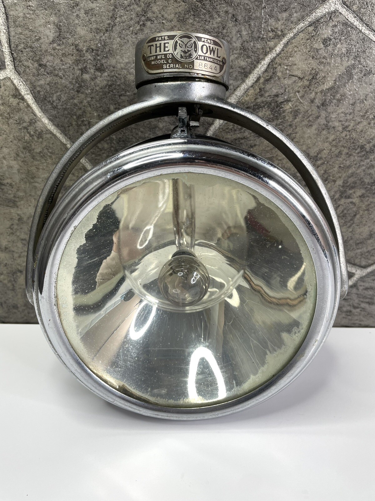 Antique THE OWL Model C Automobile Headlamp Owl Lamp Mfg Co San Francisco 1920s