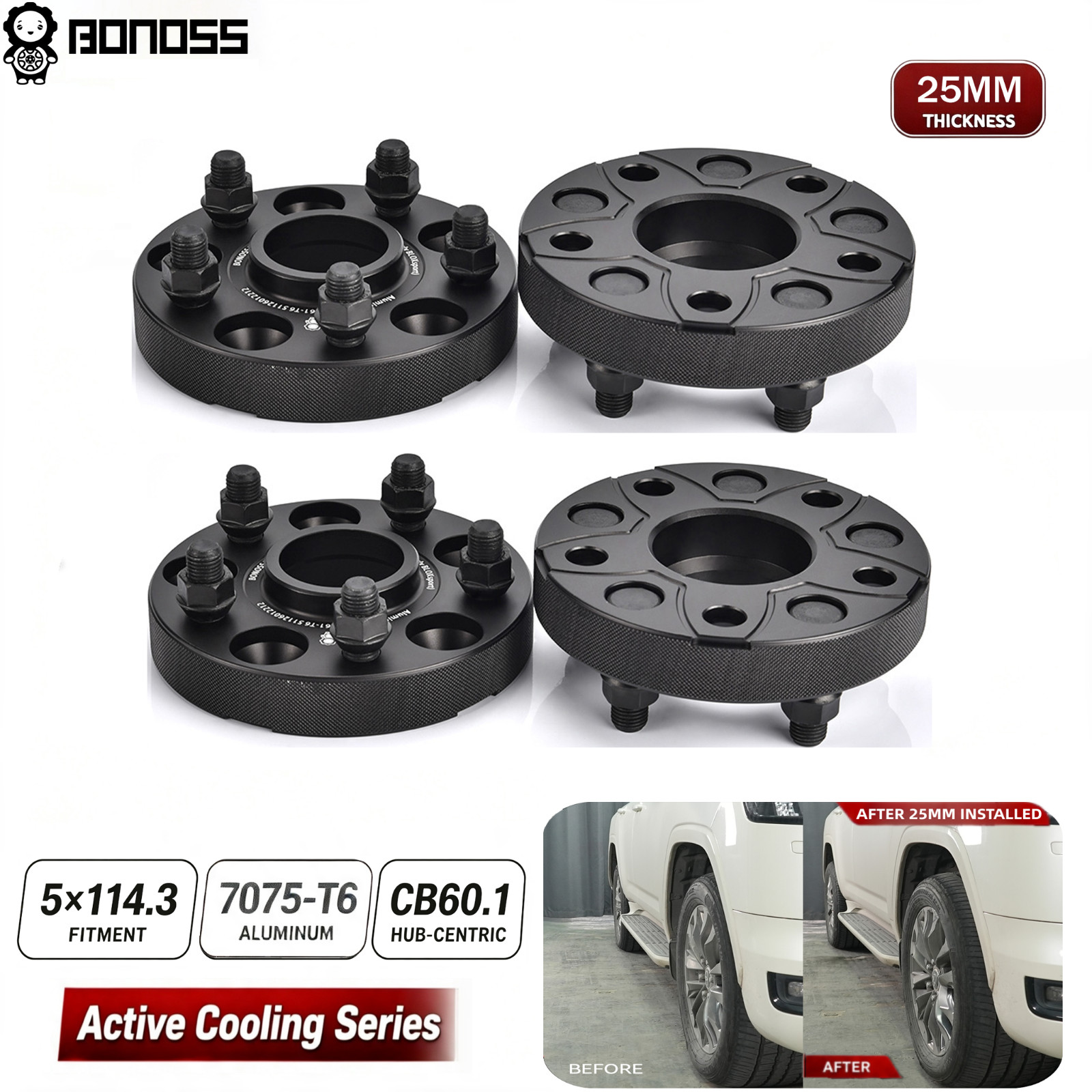 BONOSS 4Pcs For Toyota Prius Camry 23-2026 5x114.3 AL7075-T6 Wheel Spacers 25mm