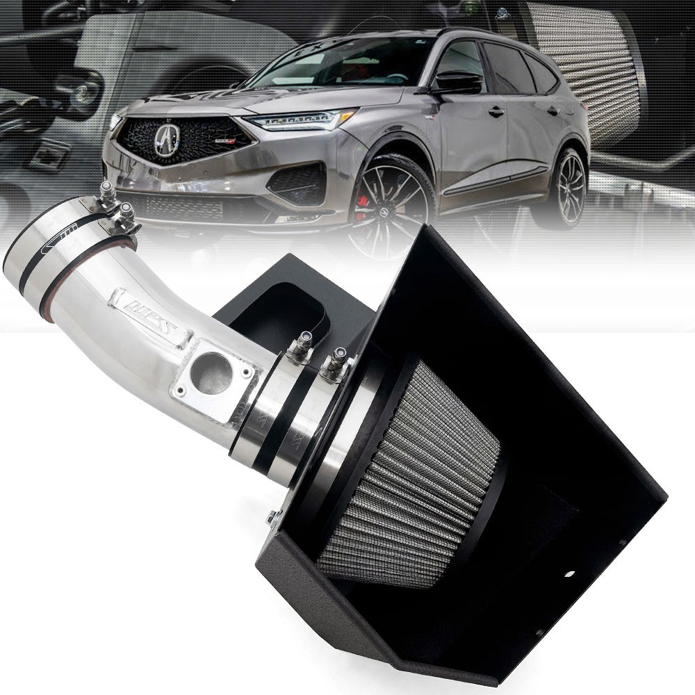 HPS Polish Shortram Air Intake Heat Shield For 22+ Acura MDX Type-S 3.0 Turbo