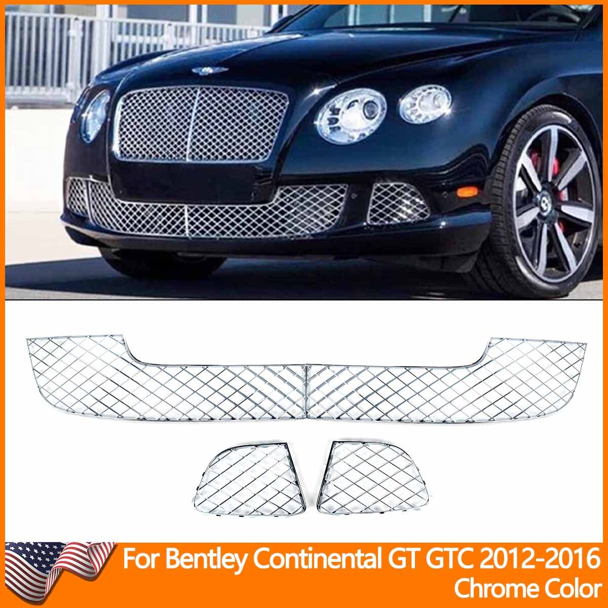 Fits For Bentley Continental Gt Gtc 2012-15 4PCS Chrome Bumper Lower Mesh Grille Fits For Bentley Continental Gt Gtc 2012-15 4PCS Chrome Bumper Lower Mesh Grille