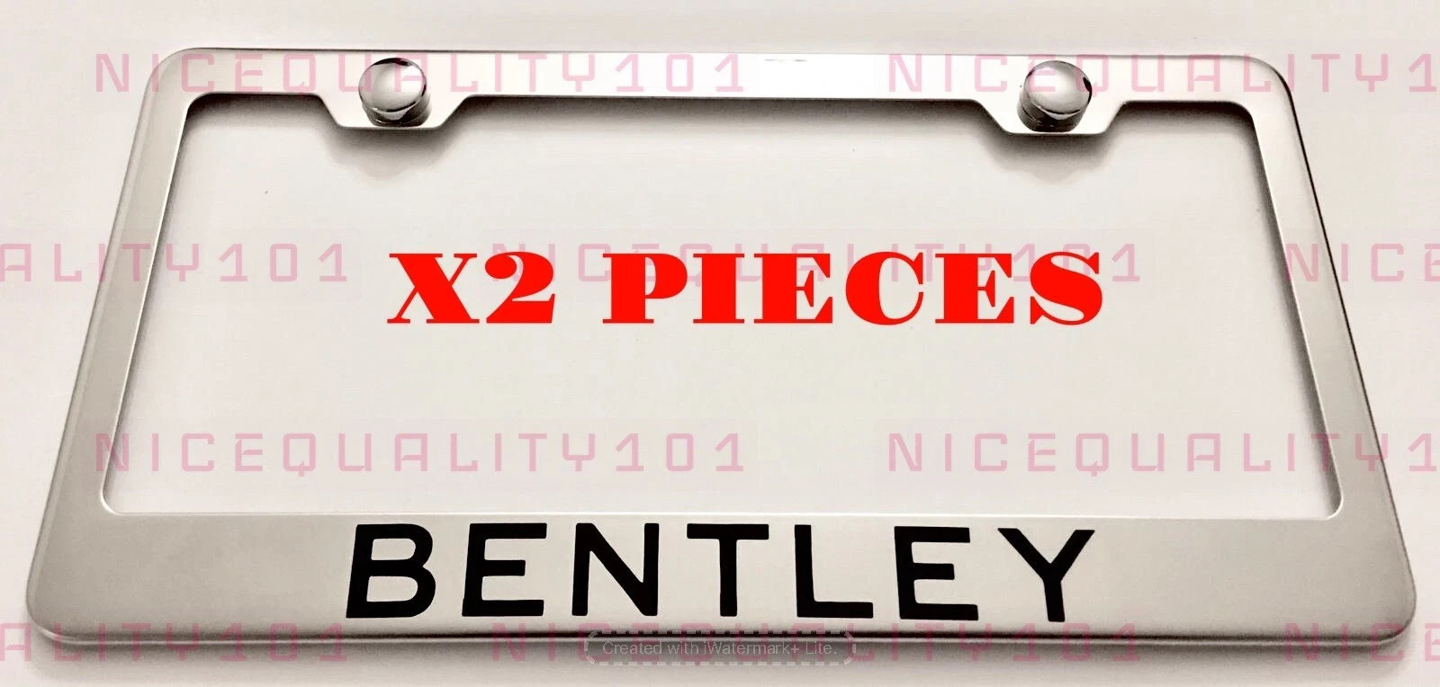 2X Bentley Stainless Steel Chrome Mirror Finished License Plate Frame Holder