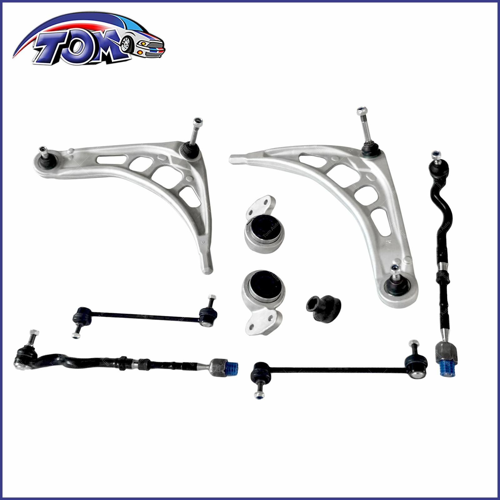 Lower Control Arms Tie Rod Ends Sway Bar Links Suspension Kit for 99-06 BMW 