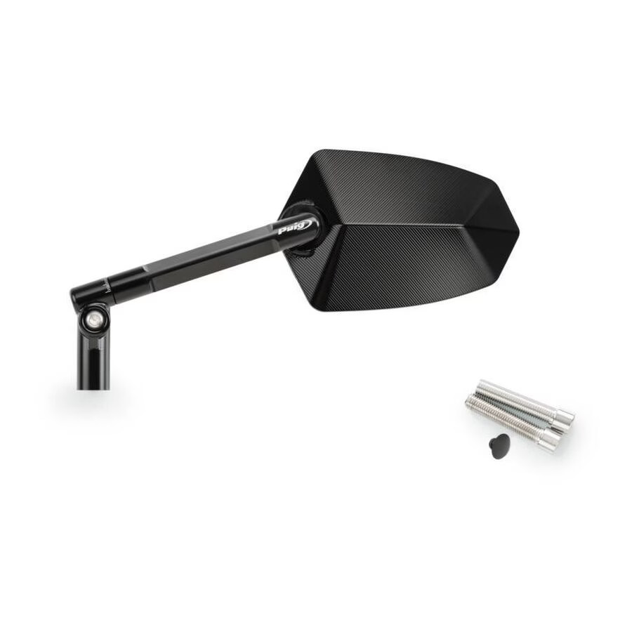 Puig GT.1 Mirror - Black/Black, Left/M10x1.25 With M8 Adapters 019NN