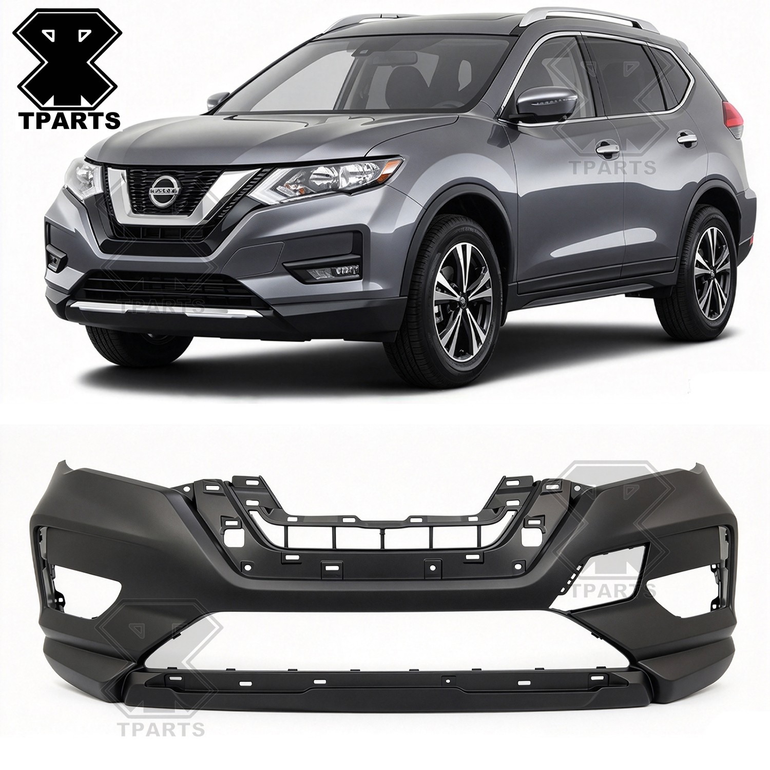 For 2017-2020 Nissan Rogue New Primered Front Bumper Cover with Textured Lower