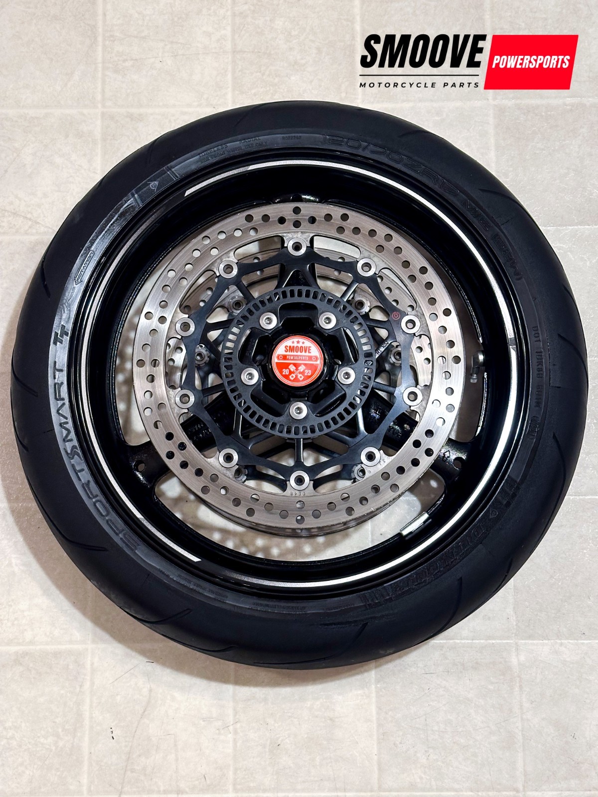2021-2025 KAWASAKI NINJA ZX10R OEM FRONT WHEEL RIM ROTORS TIRE ASSEMBLY BLACK 2021-2025 KAWASAKI NINJA ZX10R OEM FRONT WHEEL RIM ROTORS TIRE ASSEMBLY BLACK