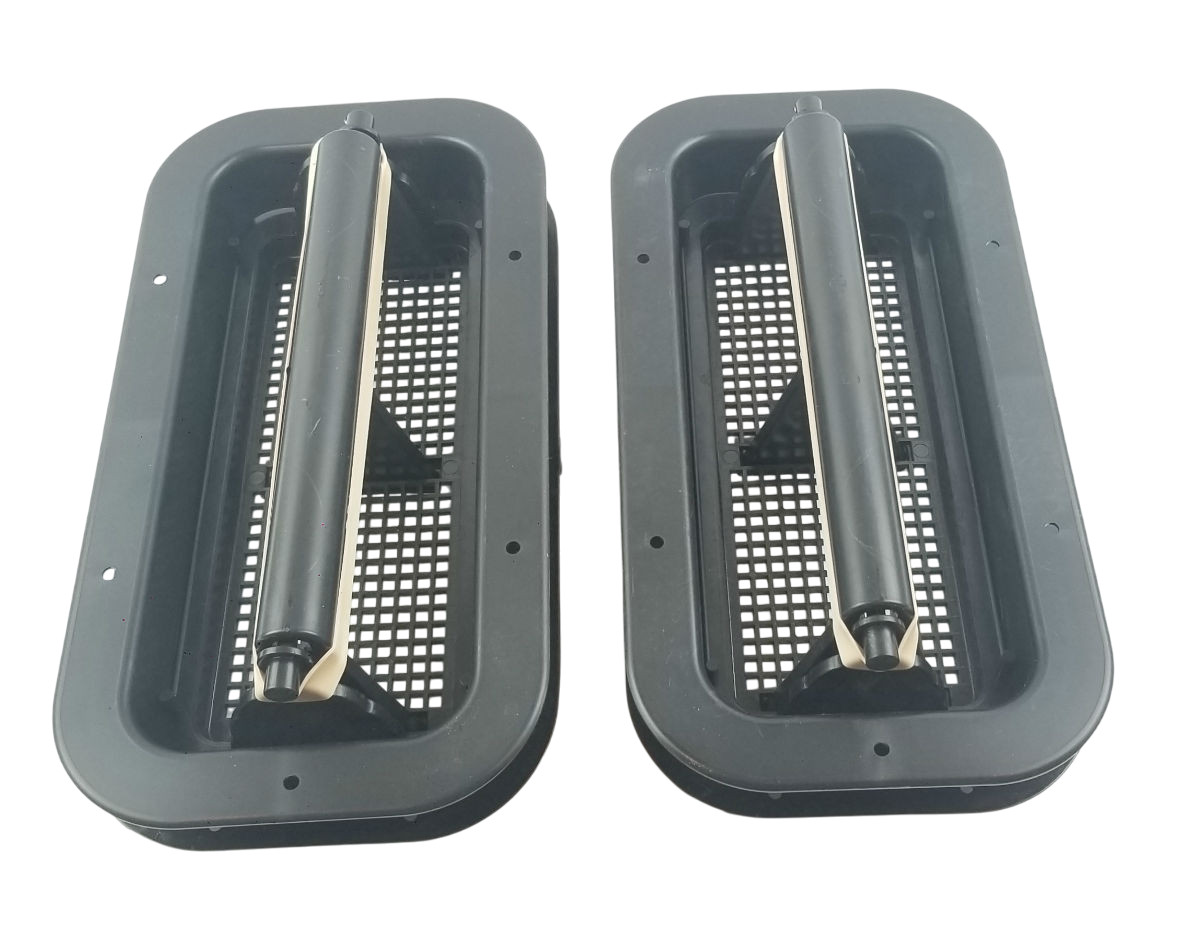 Black Molded Plastic Two-Way Trailer / RV Vent with Trim Ring - Pair