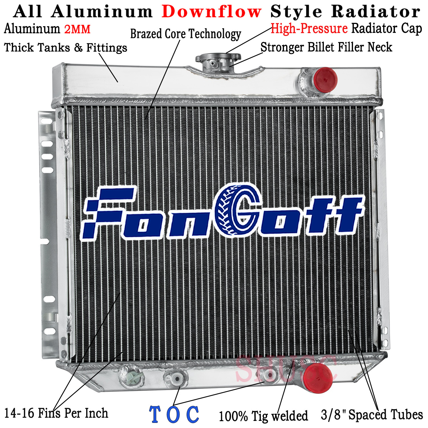 CC340 4 Row Aluminum Radiator For 1967-1970 Ford Mustang Mercury Cougar Falcon