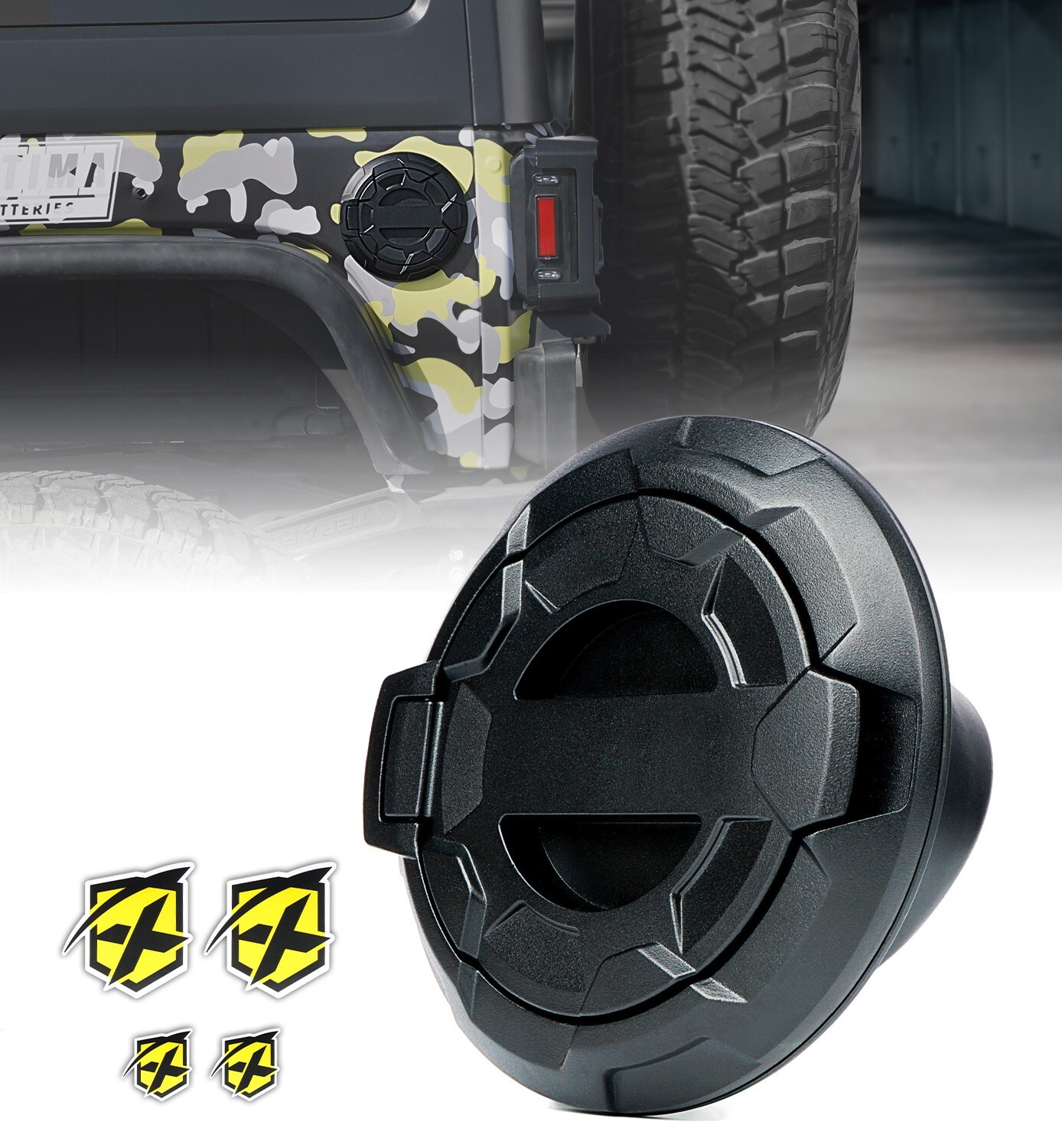 Xprite Aluminum Fuel Filler Door Gas Tank Cap Cover Fits 07-18 Jeep Wrangler JK