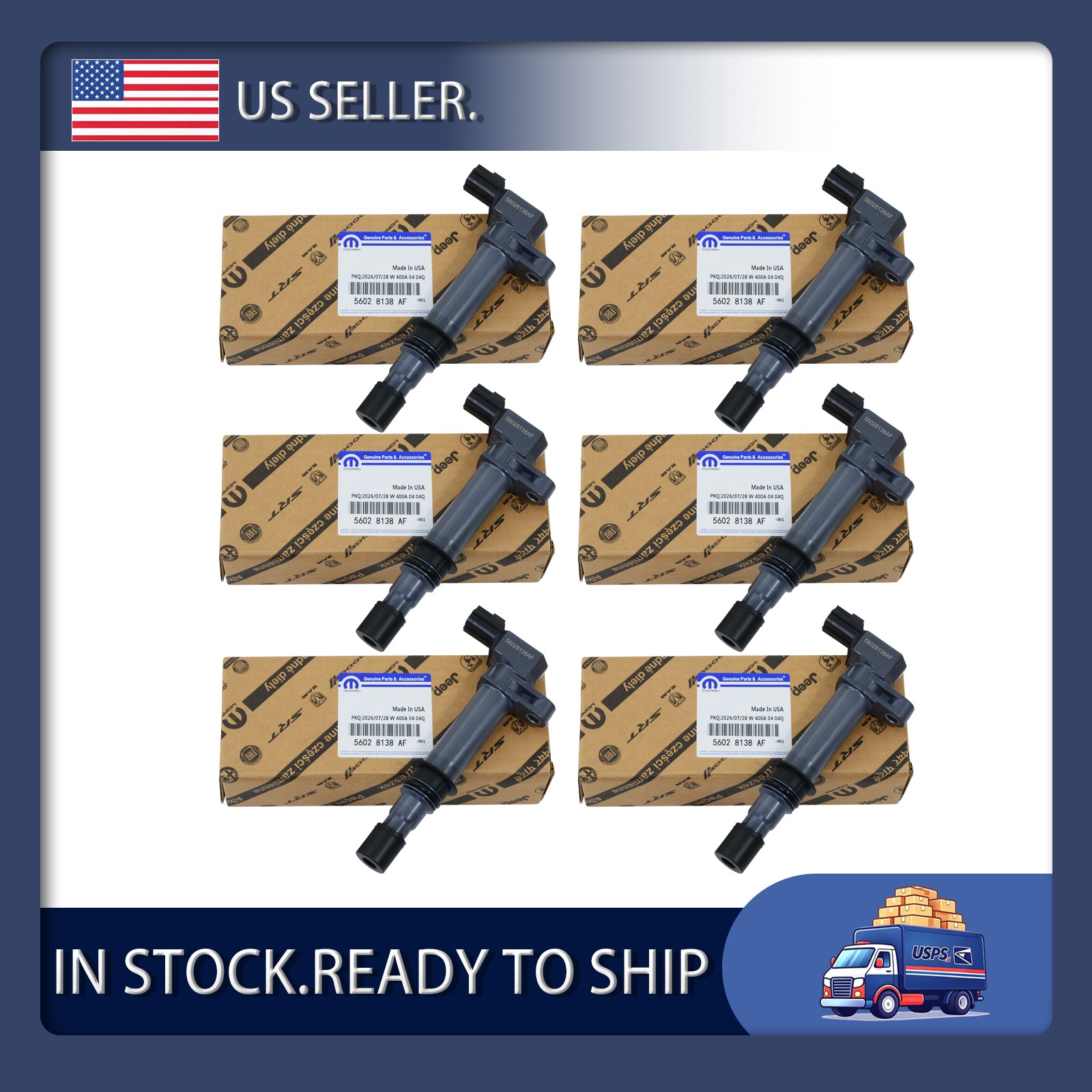 6Pcs OEM Ignition Coil   For Jeep Liberty Dodge 2004-2008 3.7L V6 UF270 56028138