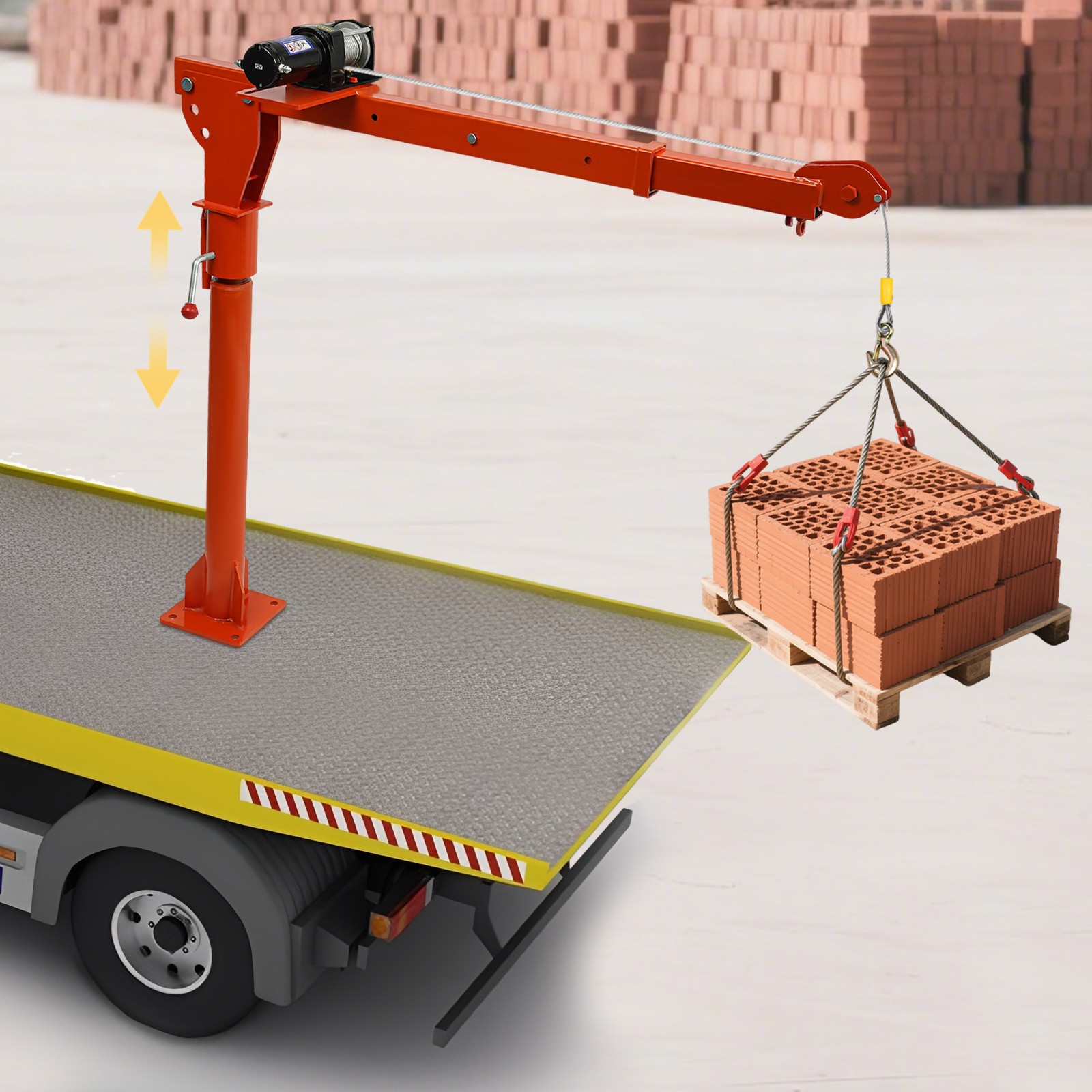 1100lbs Truck-Mounted Base Crane Hoist Lift Pickup with 12V Electric Winch New