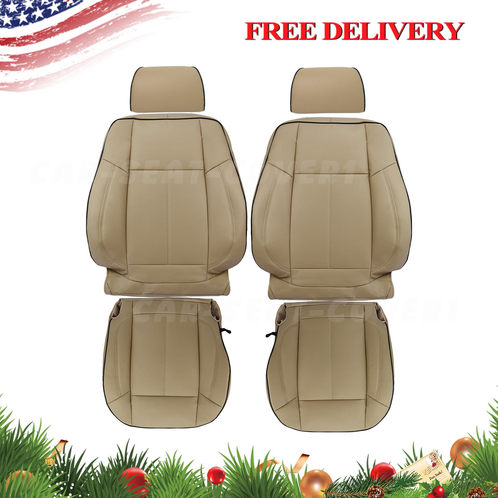 Fits 2006 to 2010 Hummer H3 Front Driver Passenger Leather Seat Covers TAN