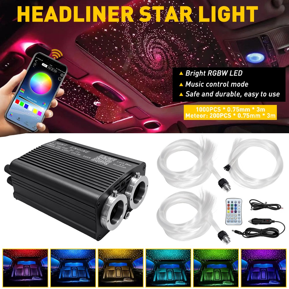 1200x*3M Twinkle Meteor Car Headliner Star Light Roof Ceiling Light Fiber Optic