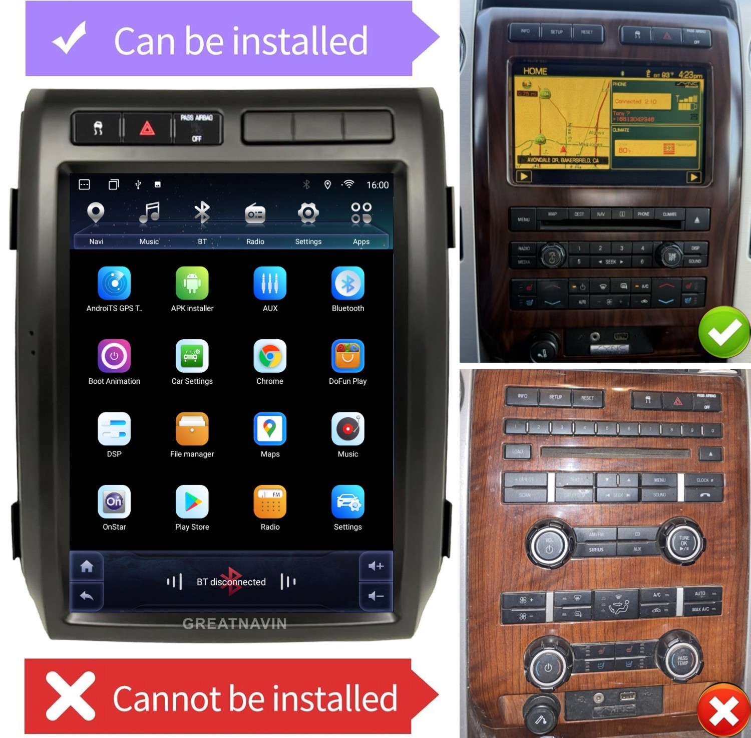 Car Radio For Ford F150 2009-2012 Tesla style Stereo GPS Navi 12.1 Apple Carplay