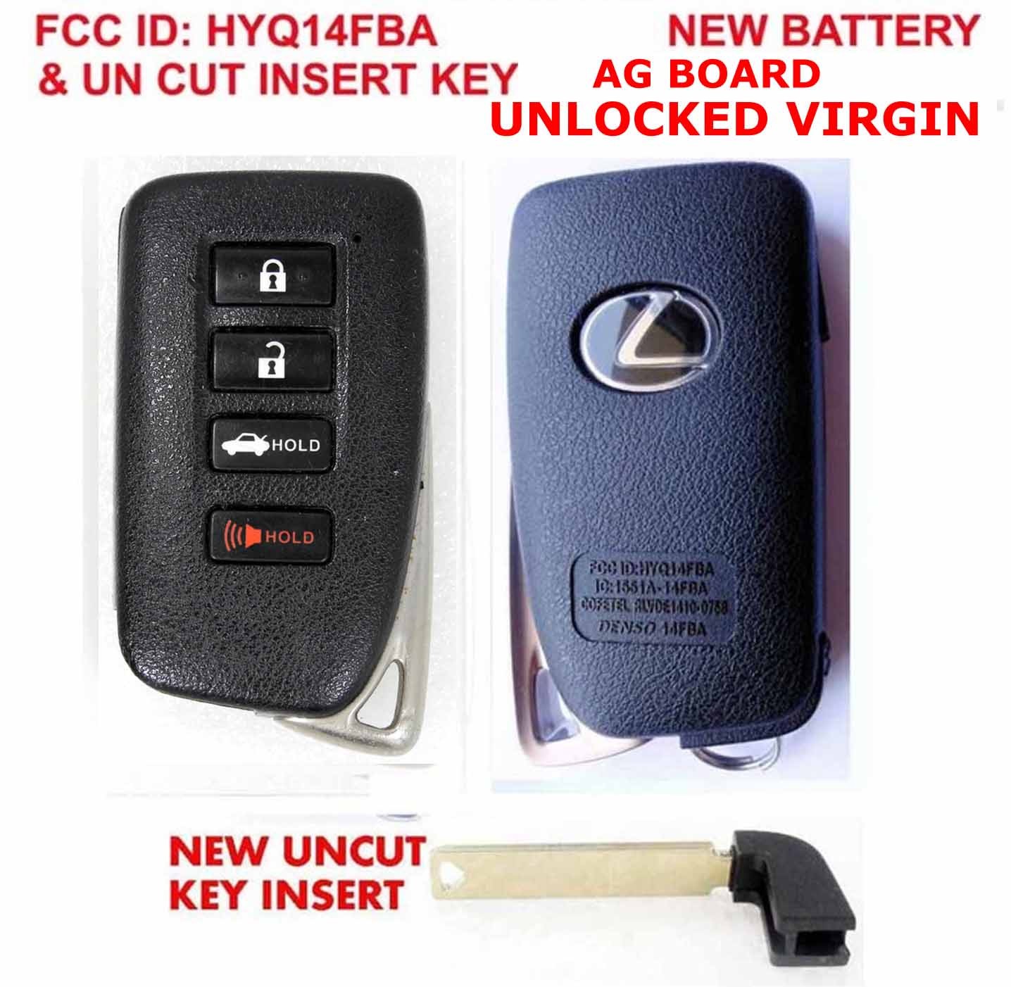 ORIGINAL Lexus OEM UNLOCKED SMART VIRGIN Remote NEW UNCUT Key HYQ14FBA AG BOARD