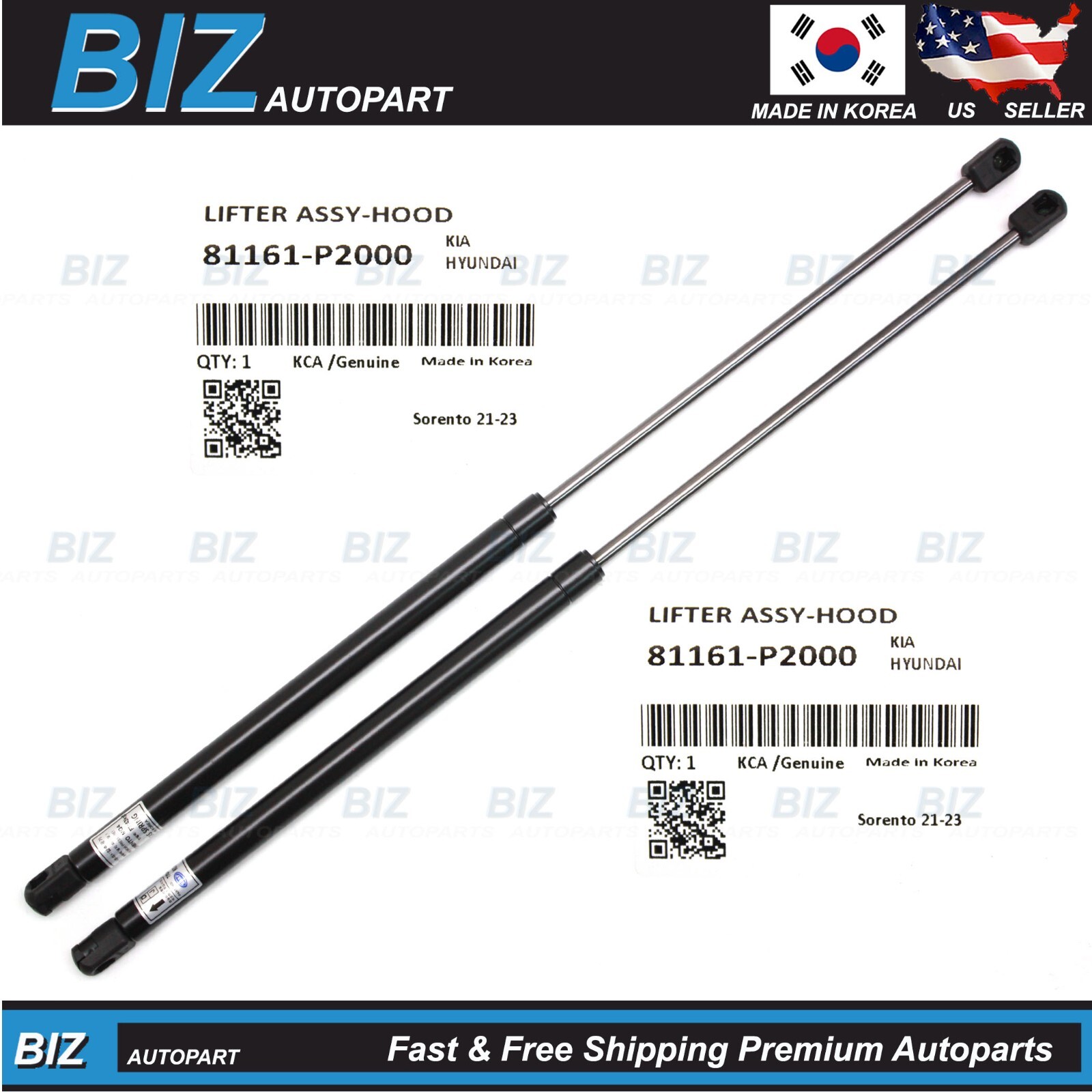 OEM 2x Hood Lift Supports LH RH for 2021-2024 Kia Sorento 1.6L 2.5L 81161-P2000 OEM 2x Hood Lift Supports LH RH for 2021-2024 Kia Sorento 1.6L 2.5L 81161-P2000
