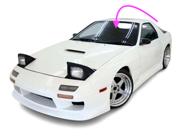 Fits: 1986-1991 Mazda RX7  2 Door Convertible & Coupe Front Windshield Glass