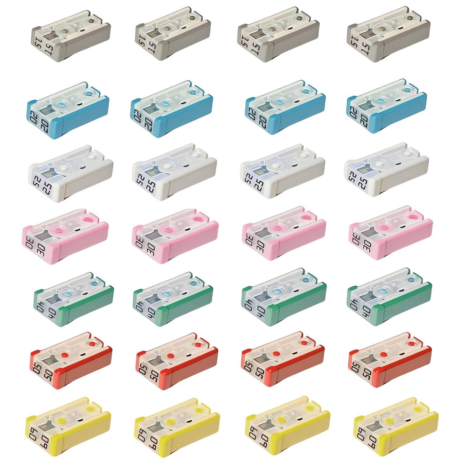 28-Piece Miniature Slotted Automotive MCASE Shape Cylindrical Fuse Set 28-Piece Miniature Slotted Automotive MCASE Shape Cylindrical Fuse Set