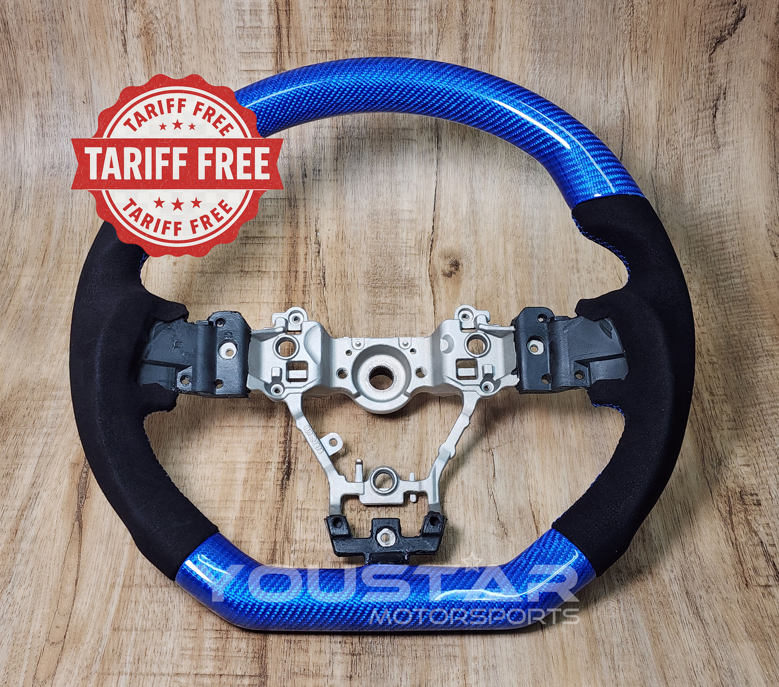 TARIFF FREE BLUE CARBON Alcantara Steering Wheel for SUBARU WRX STI Levorg 15-21