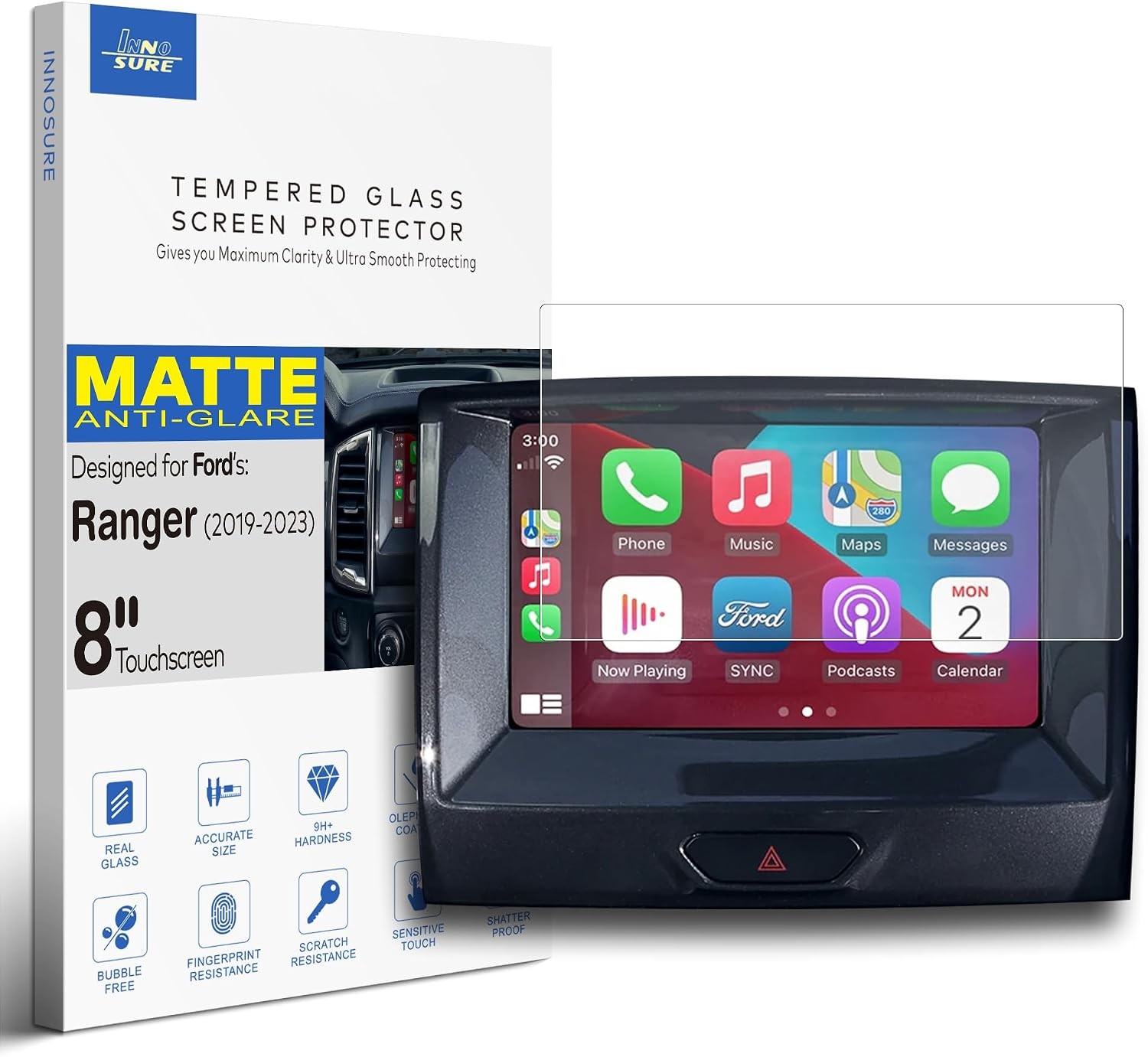 Matte Anti-Glare Tempered Glass Protector for 2019-2023 Ford Ranger XLT/LARIAT 8
