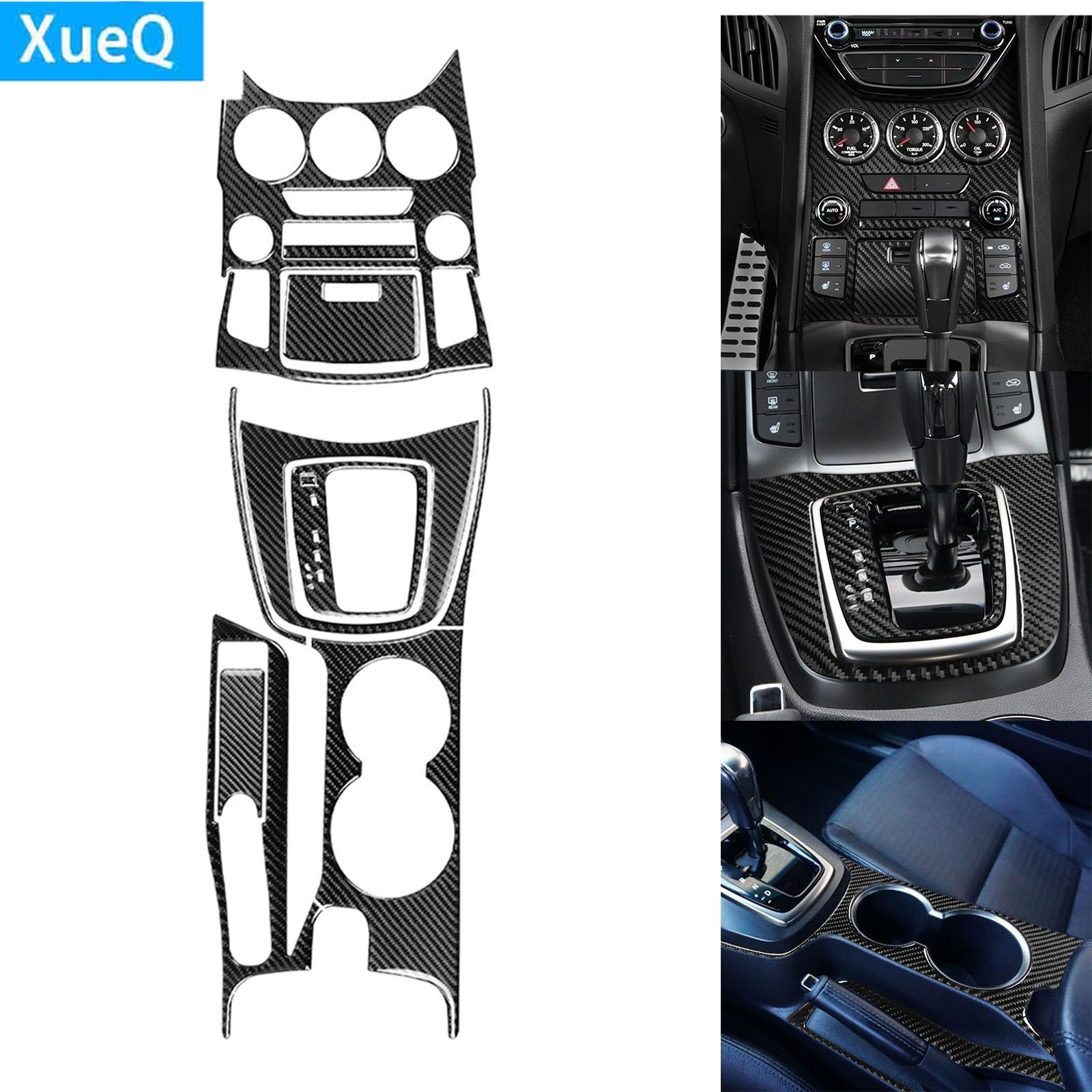 11Pcs Real Carbon Fiber Center Console Trim Kits For Hyundai Genesis Coupe 13-16