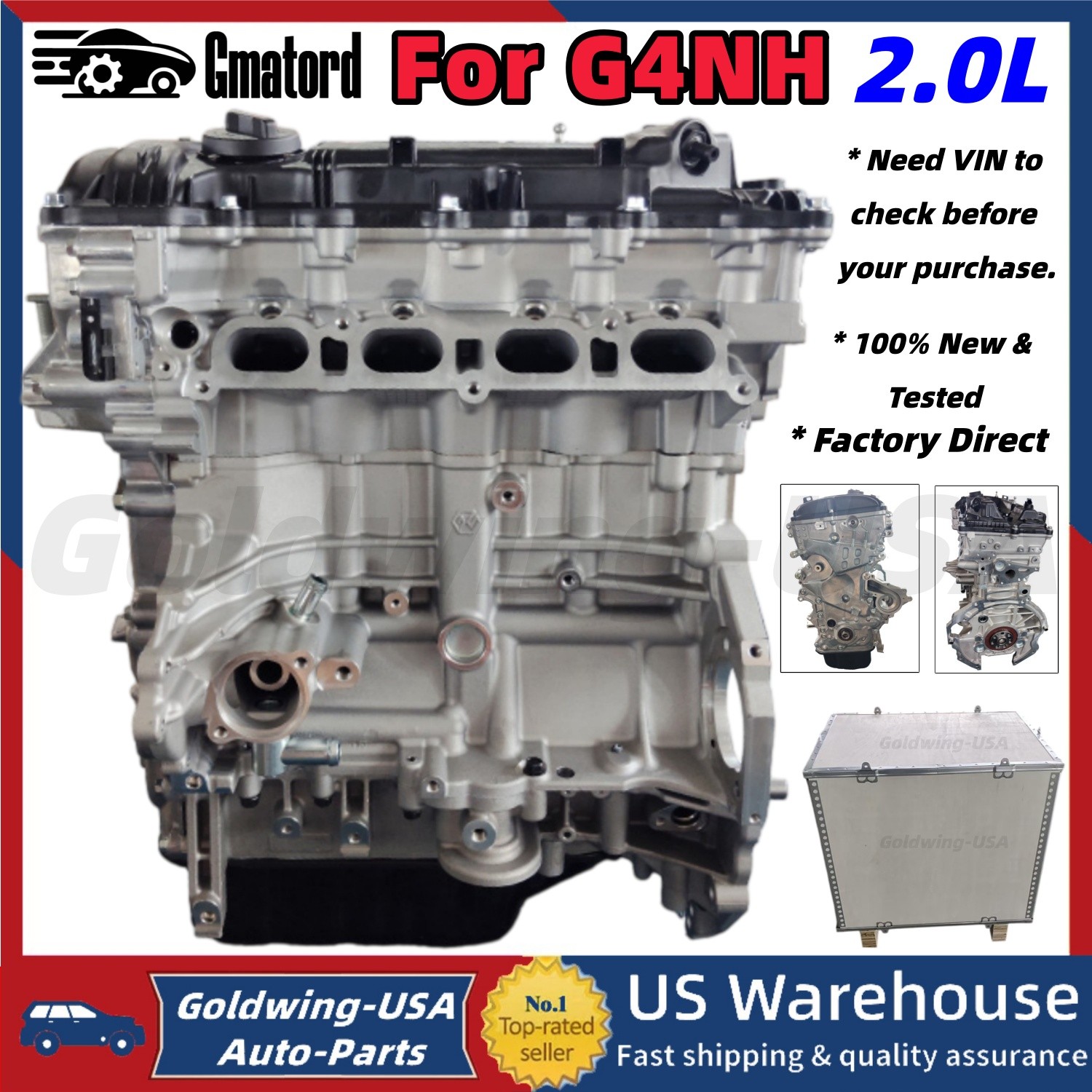 G4NH New Engine Assembly Long Cylinder Block For Hyundai Elantra Kia 17-24 2.0L