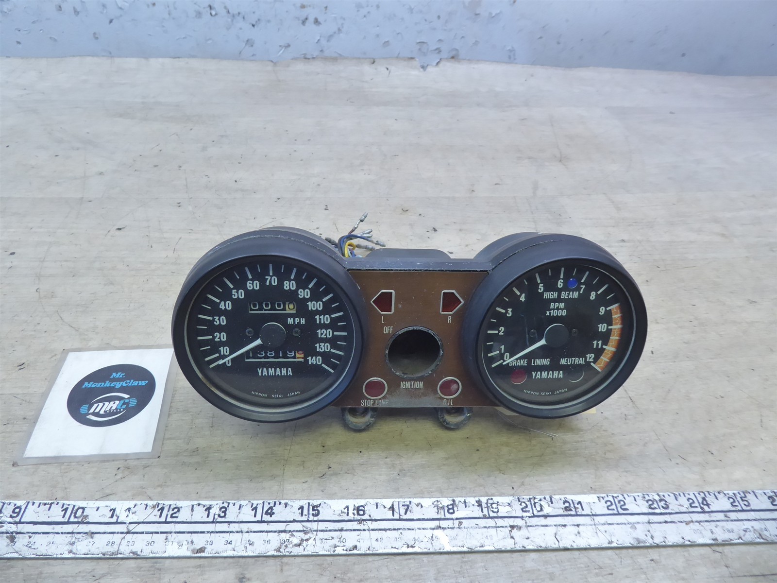 1975 Yamaha TX500 DOHC Y21261) speedometer speedo tachometer tach gauge