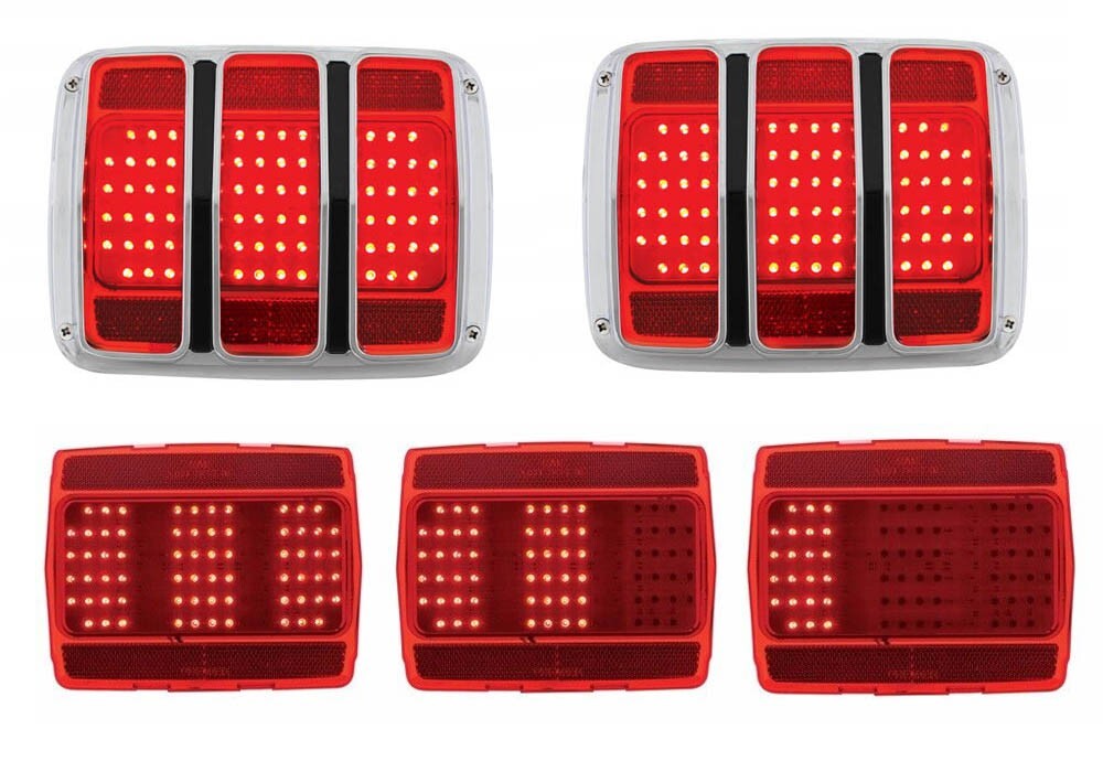 NEW 1965 - 1966 Mustang LED Tail Lights Sequential Kit Bezels, Gaskets, Lenses