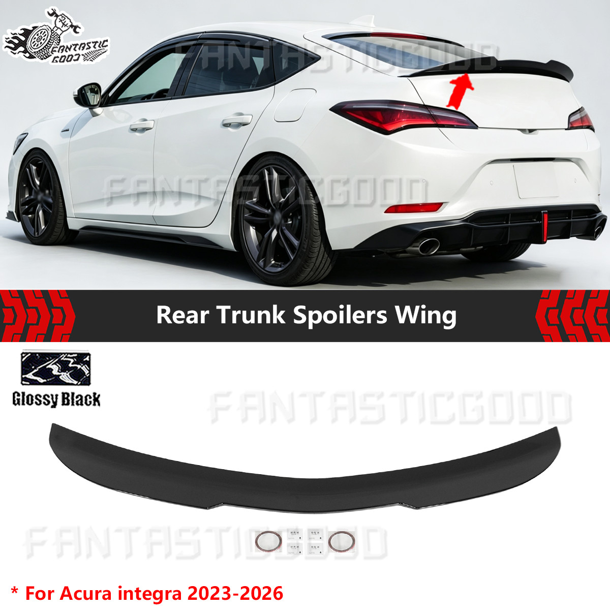 For Acura integra 2023-2026 Psm Style Rear Trunk Spoilers Wing Glossy Black For Acura integra 2023-2026 Psm Style Rear Trunk Spoilers Wing Glossy Black
