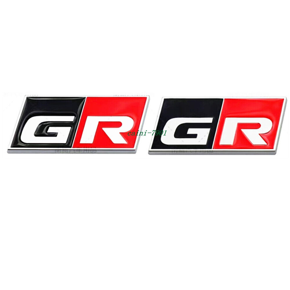 2X Chrome Red GR Auto Side Fender Emblem Badge Stickers Car Decals