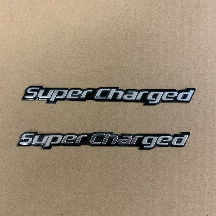 2x Silver SUPERCHARGED Universal Decal Sticker Emblems w/ Adhesive 2x Pc