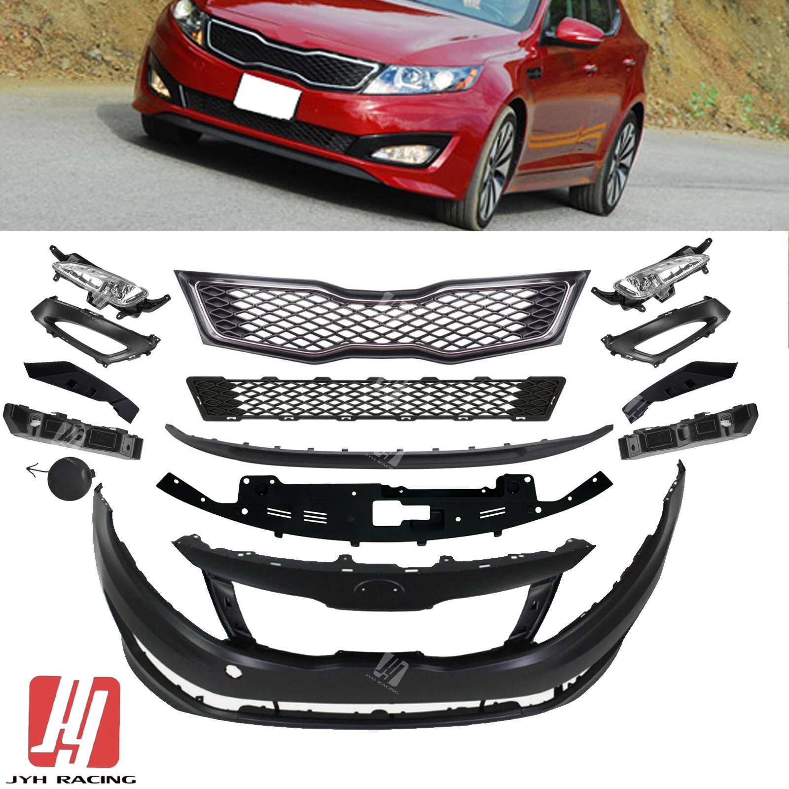 For Kia Optima 2011-2013 SX/SXL Front Bumper Cover Kit w/ Grille Fog Light 14pcs