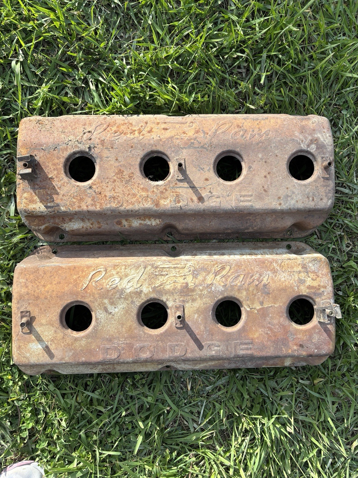 1950’s Dodge Red Ram Hemi Engine Valve Covers - Set of 2 -Vintage  Rare Mopar