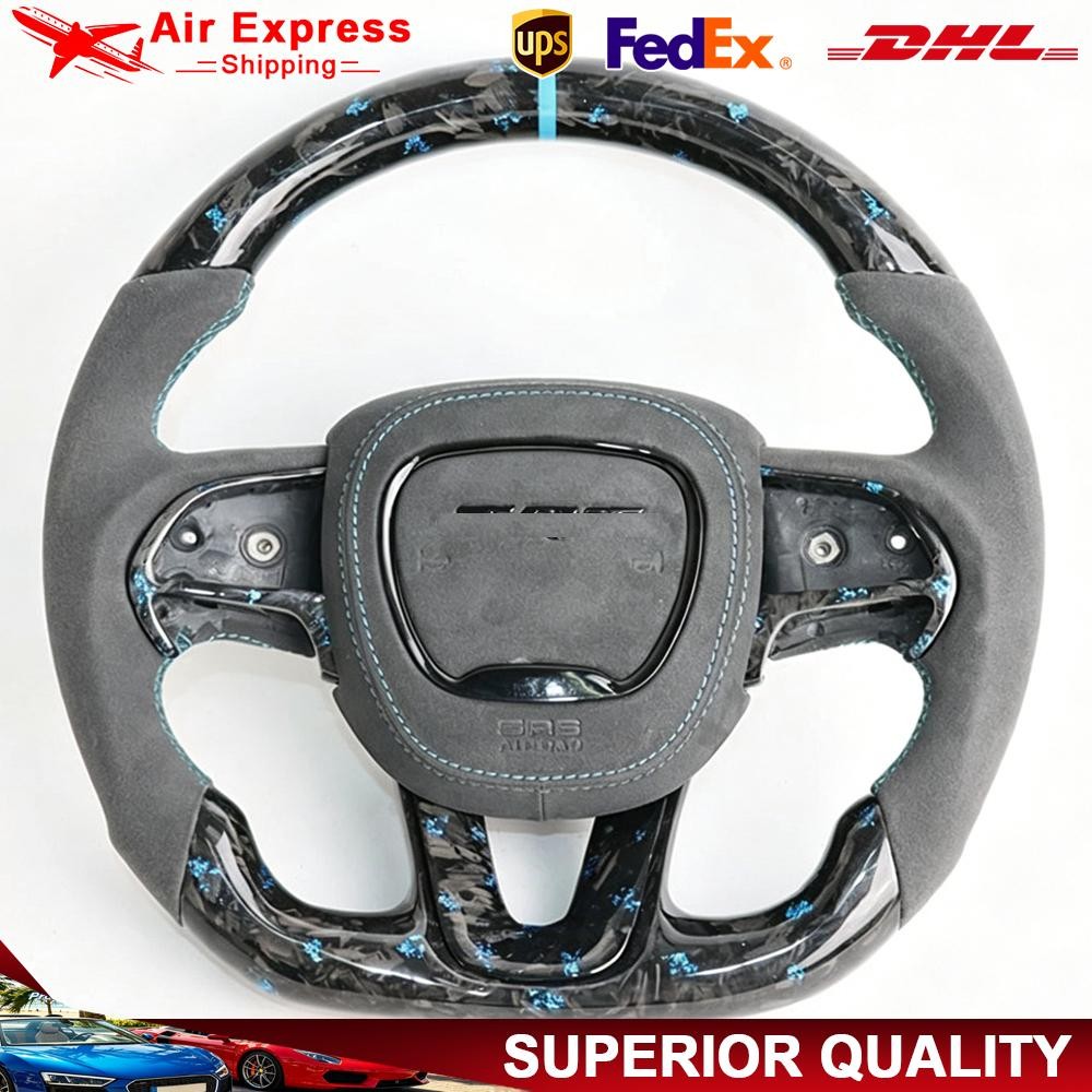 Real Forged Carbon Fiber Steering Wheel For Dodge Challenger SRT Hellcat 2015+