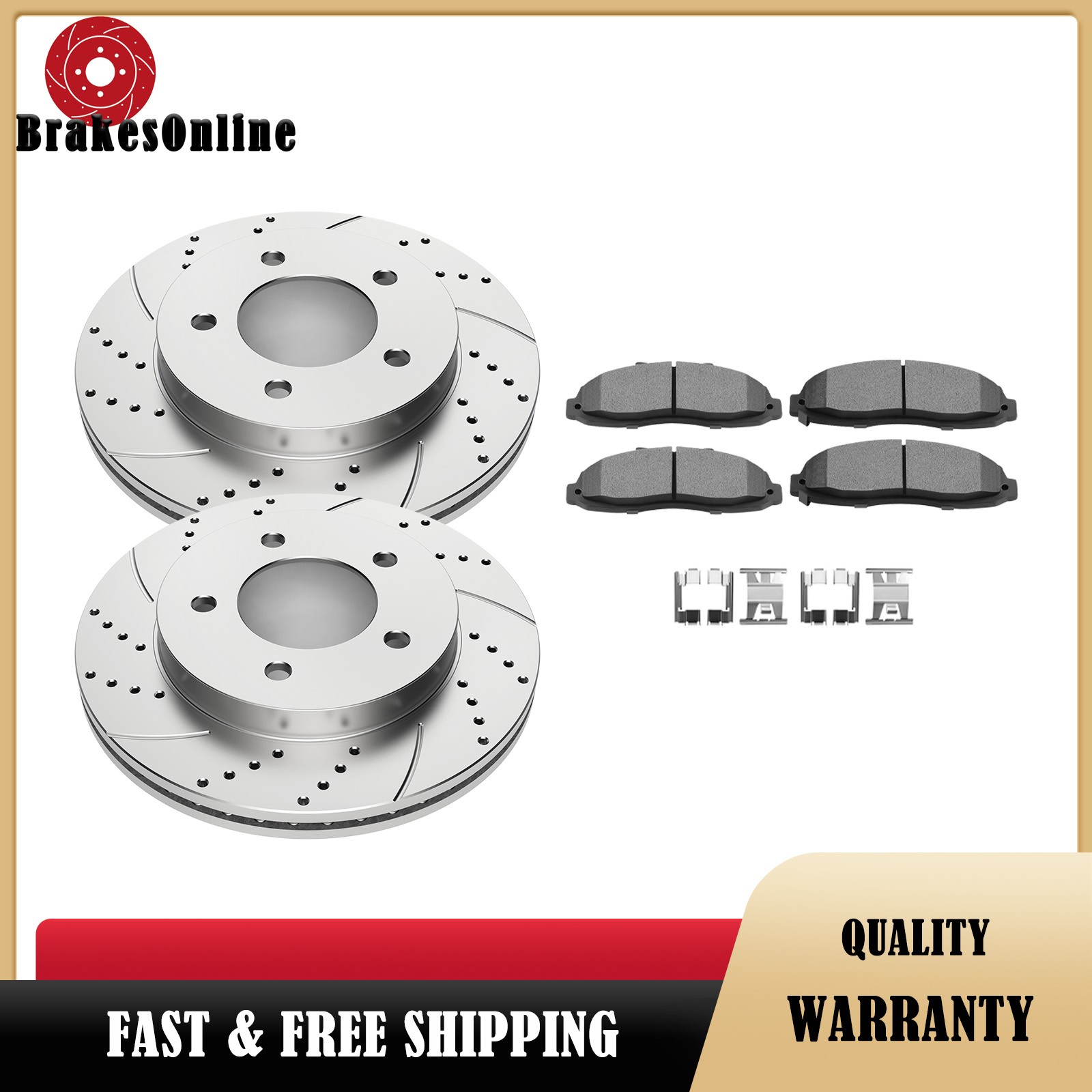 Front Drilled Rotors Brake and Pads fit for FORD F-150 1997-1998 and 1999-2003 Front Drilled Rotors Brake and Pads fit for FORD F-150 1997-1998 and 1999-2003
