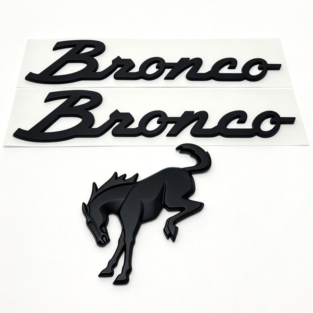 3PCS Matte Black Emblem Kit Fit for Bronco Horse Tailgate Fender Badge
