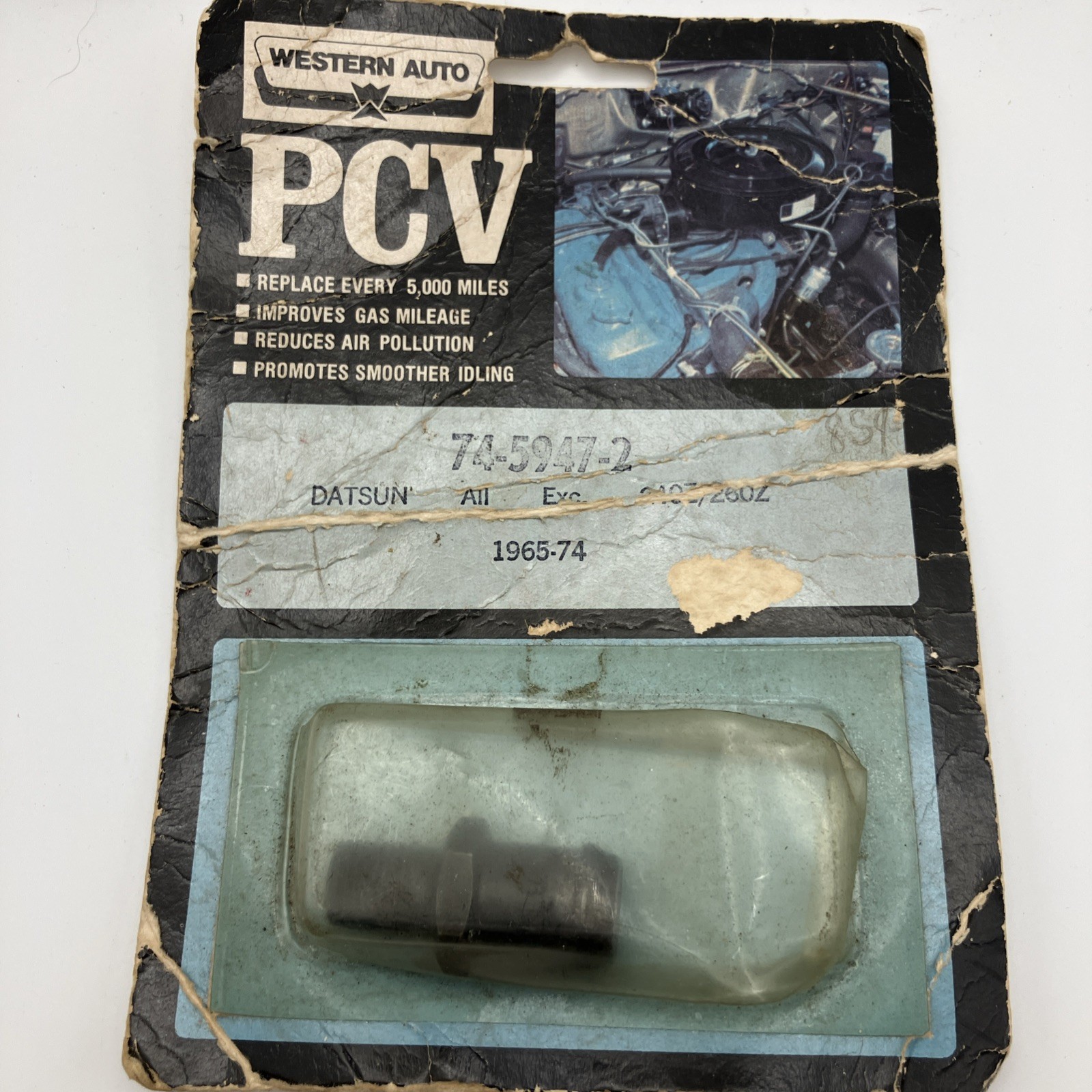 Western Auto 1965-1974 Datsun All Except 240/200Z PCV Crankcase Valve 74-5947-2 Western Auto 1965-1974 Datsun All Except 240/200Z PCV Crankcase Valve 74-5947-2