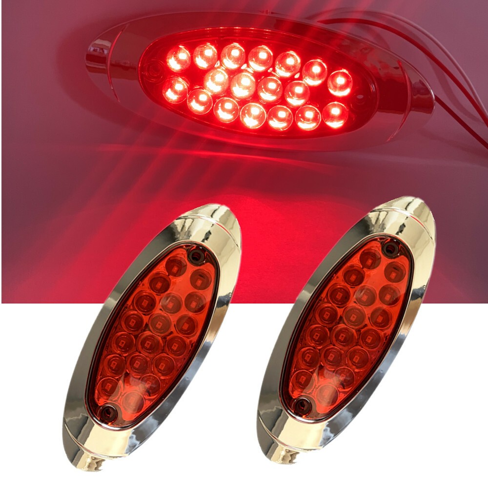 4X Red 18LED Truck Side Marker Lights Clearance Chrome Trailer Lamp 12-24V