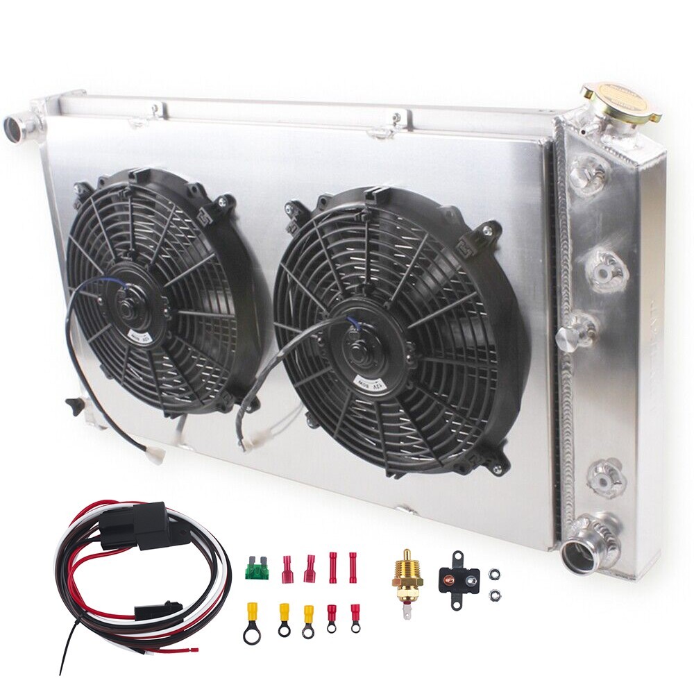 For 1968-1972 Chevy Chevelle El Camino GTO 3-Row Radiator+Shroud+Fans+Relay Kit