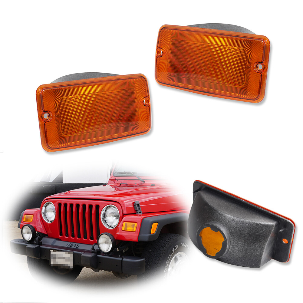 Amber Front Bumper Turn Signal Parking Light Housings For Jeep 97-06 Wrangler TJ