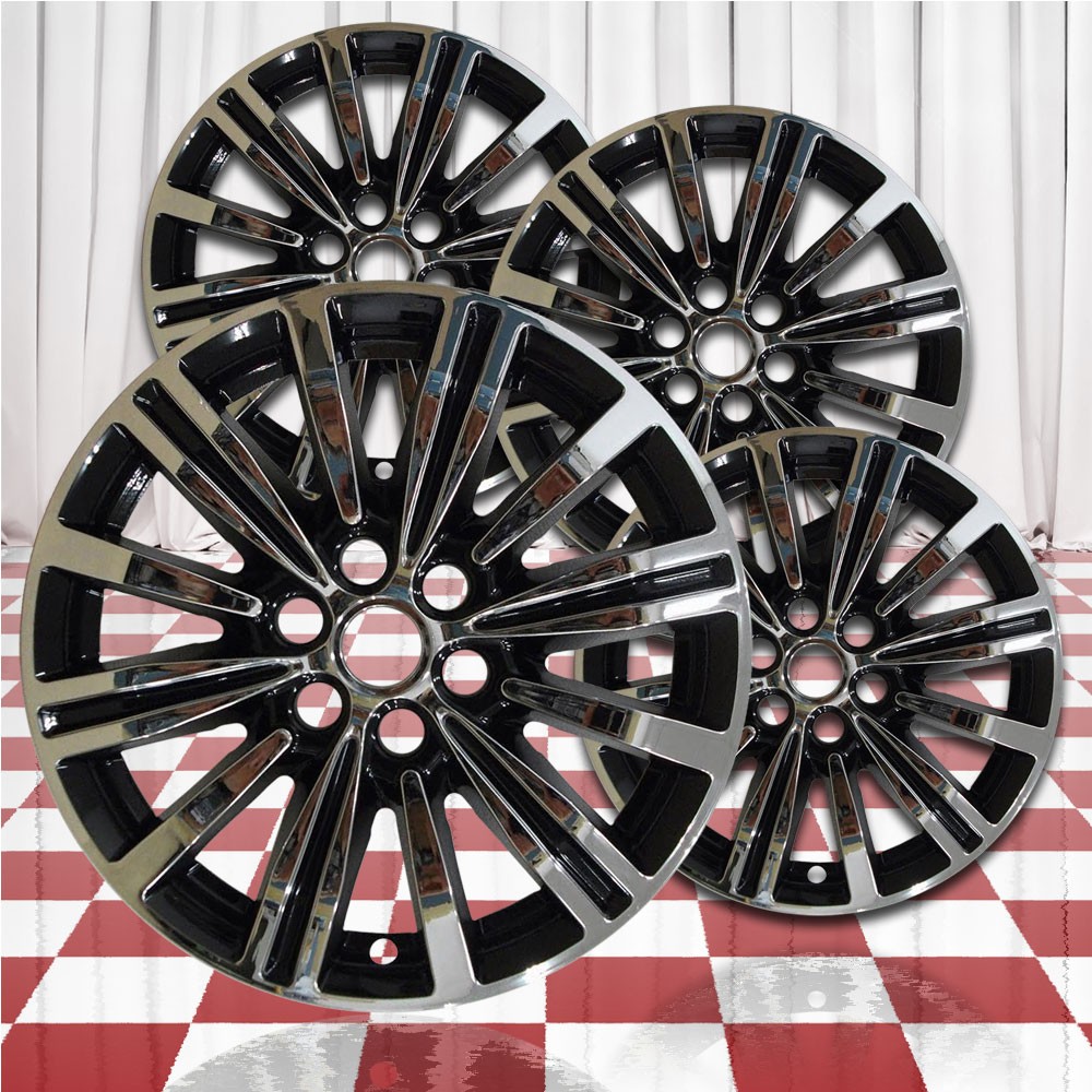 Chrome/Gloss Black 18in Wheel Skin Overlays for 2017-2019 Cadillac XT5 [4pc]