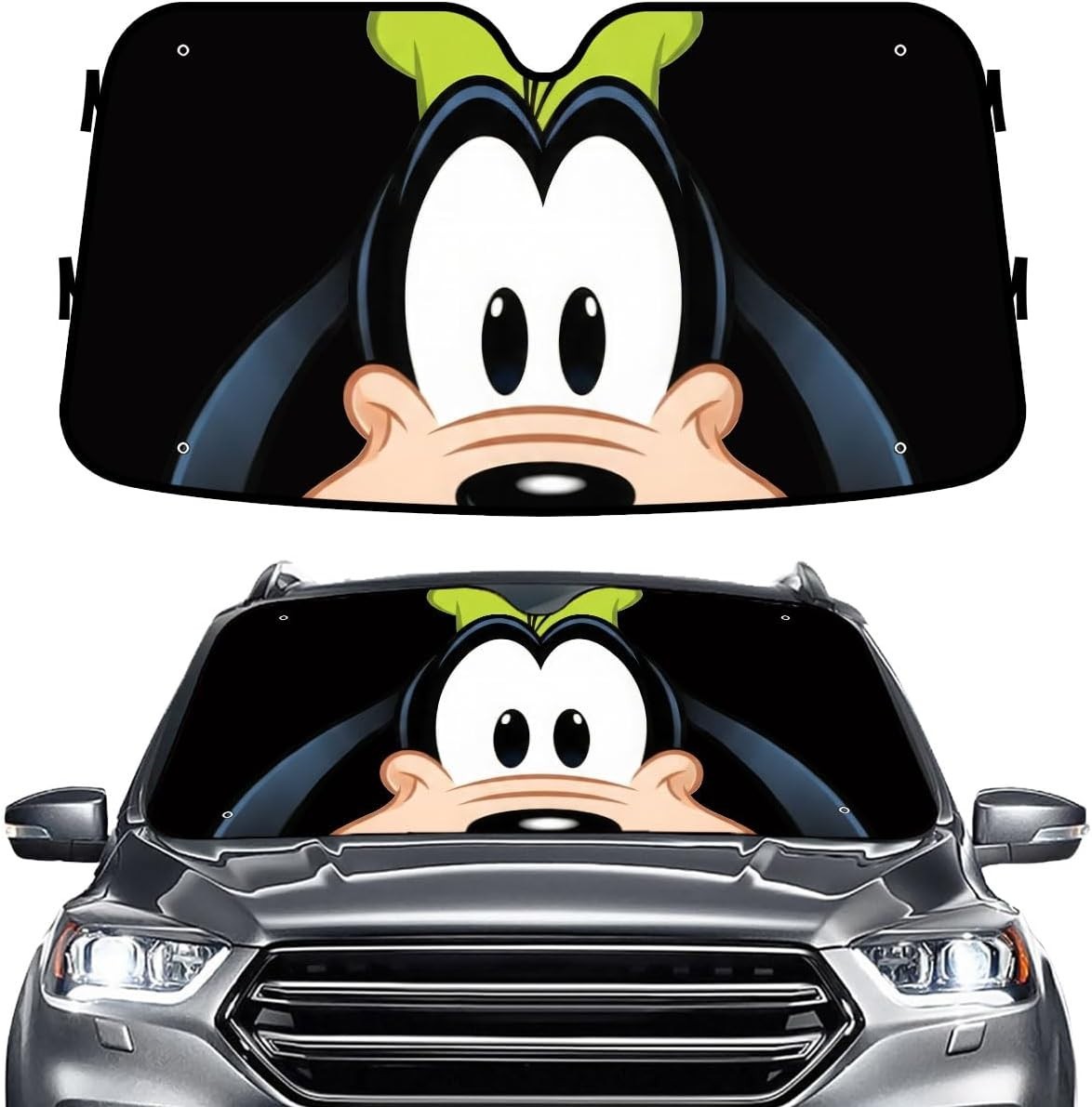 Lightweight Aluminum Cartoon Dog Windshield Sun Shade – Blocks UV & Keeps Cool