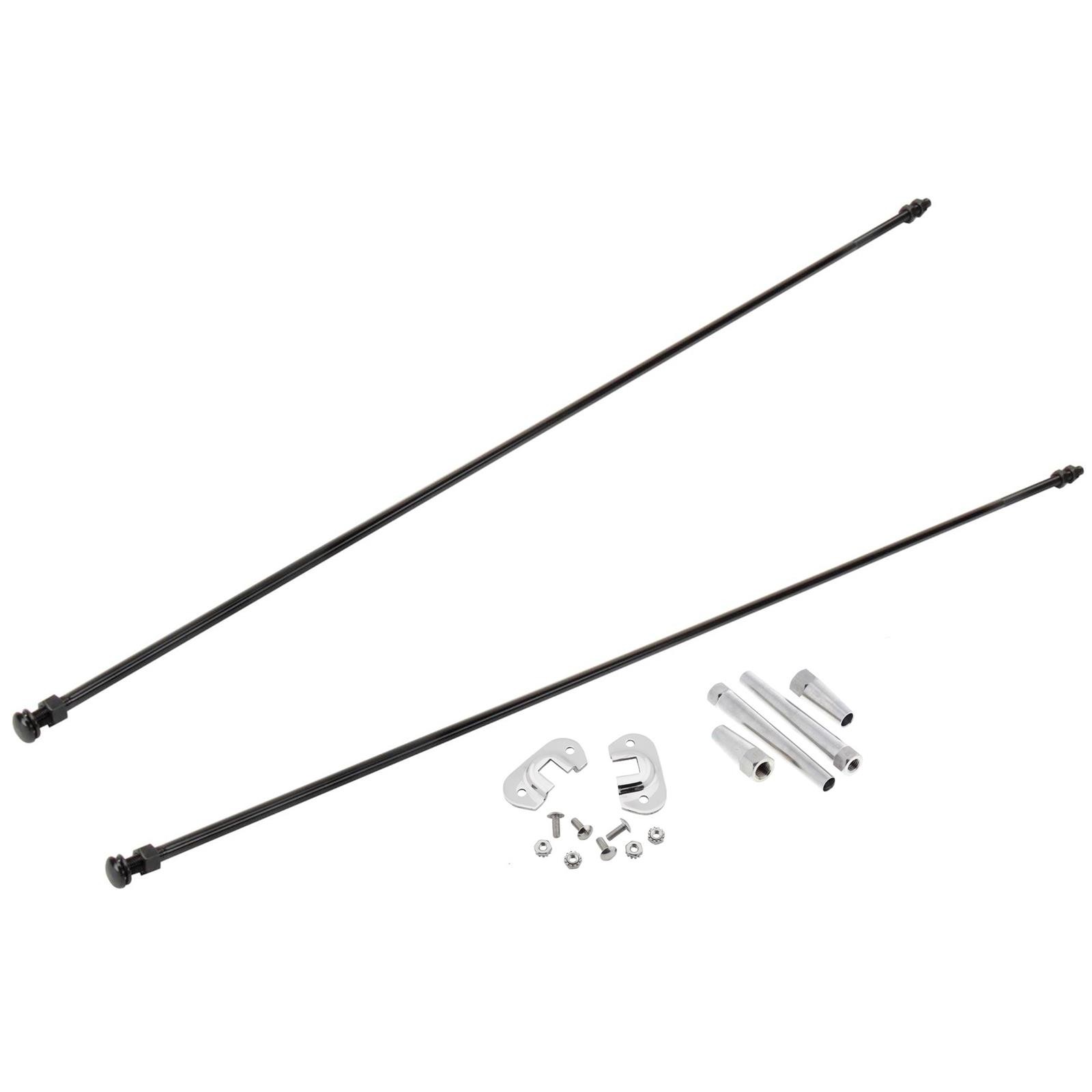 Black Radiator Support Rod Kit with Brackets, fits 1932-36 Ford