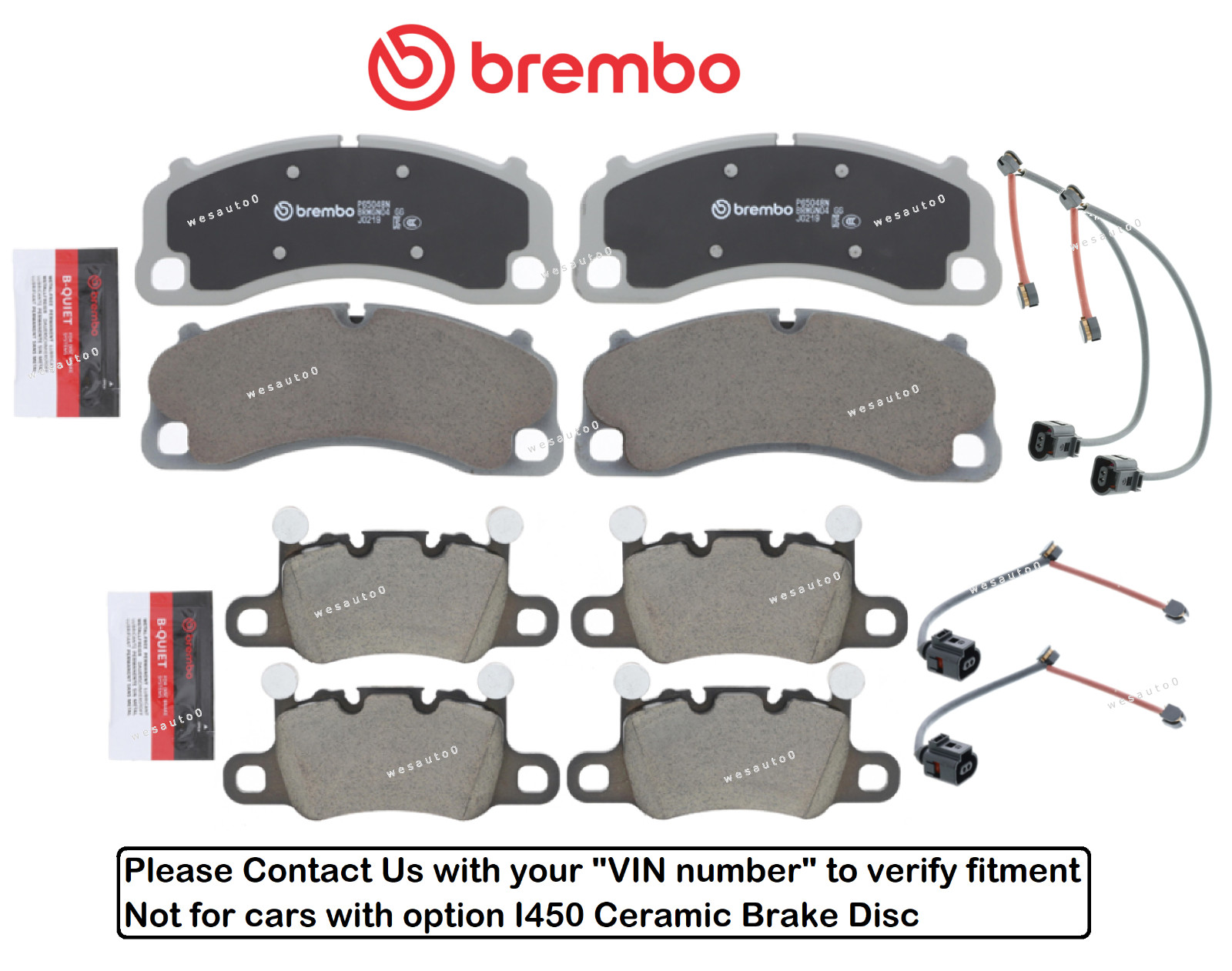 Front & Rear Brake Pad Set OES Ceramic Sensor for Porsche 911 GT3 / GT3 RS / R