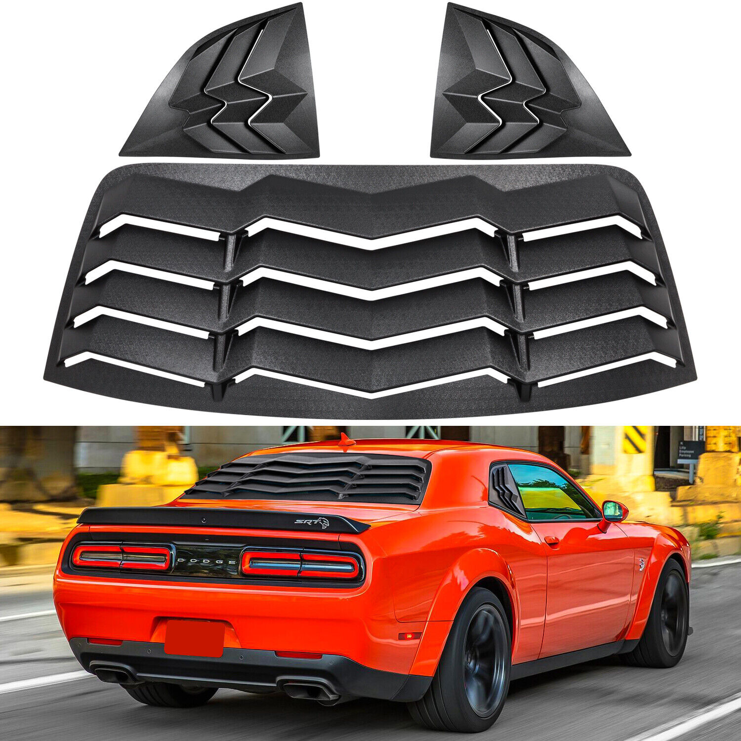Rear+Side Window Louver For Dodge Challenger Windshield Sun Shade Cover 2008-23